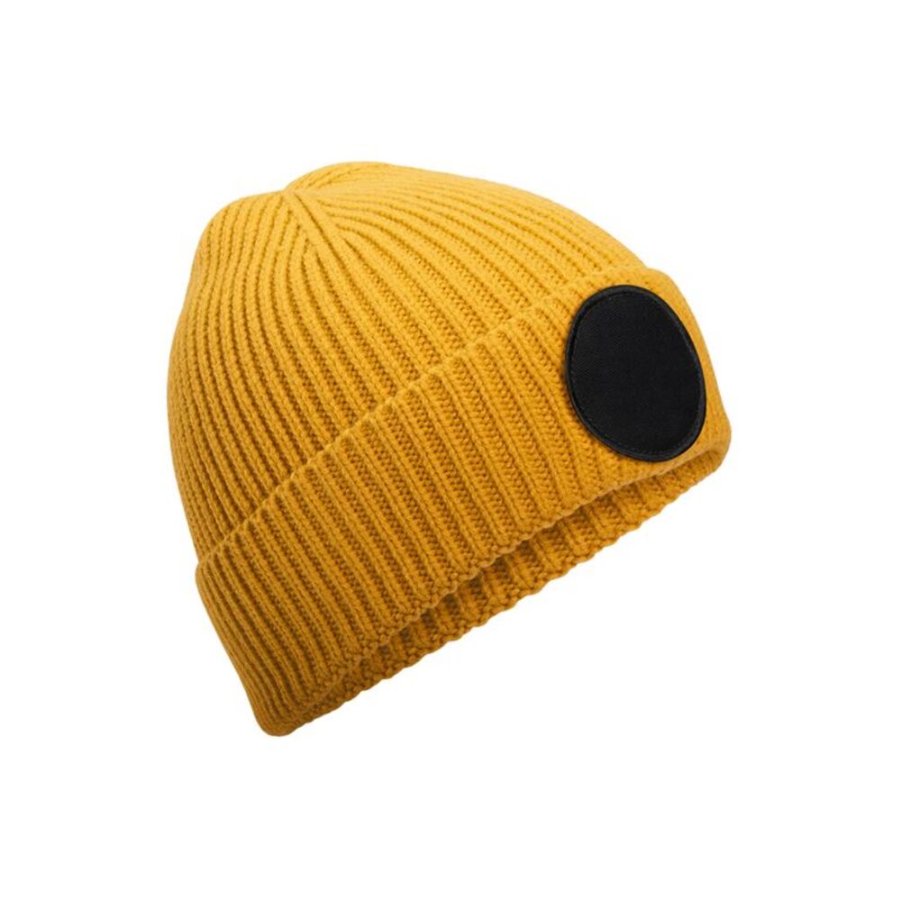 Beechfield Unisex Adult Fashion Circular Patch Beanie / Mustard/Black